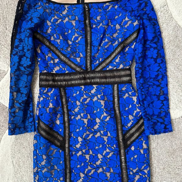 Endless Rose Bright/Vibrant Blue Lace Fitted Dress Mendocino - Picture 2 of 3